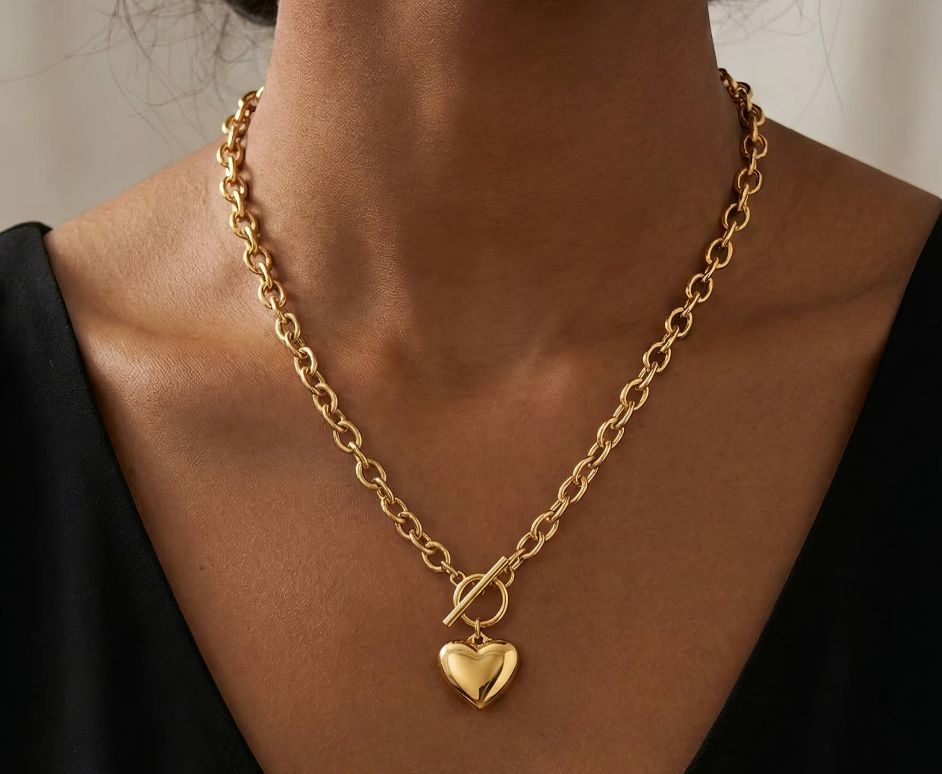 Ella Puffy Heart Charm Necklace